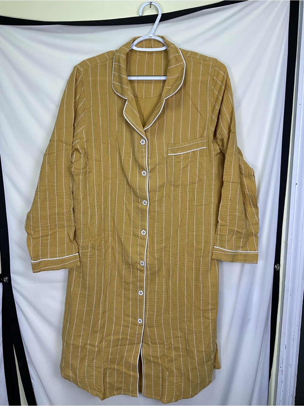 Double-Gauze Cotton Nightgown - Mustard